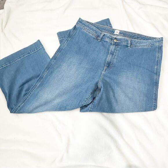 GAP high rise wide leg crop jeans blue denim size 16 33 plus - Picture 4 of 9